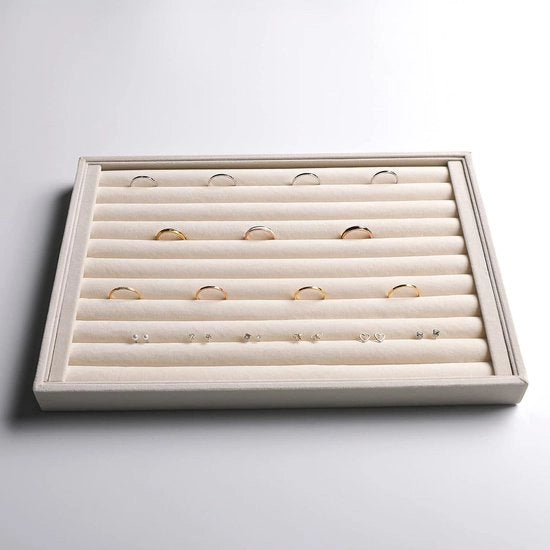 Organizzatore di accessori da lavoro con 4 piatti beige per la conservazione di gioielli e accessori