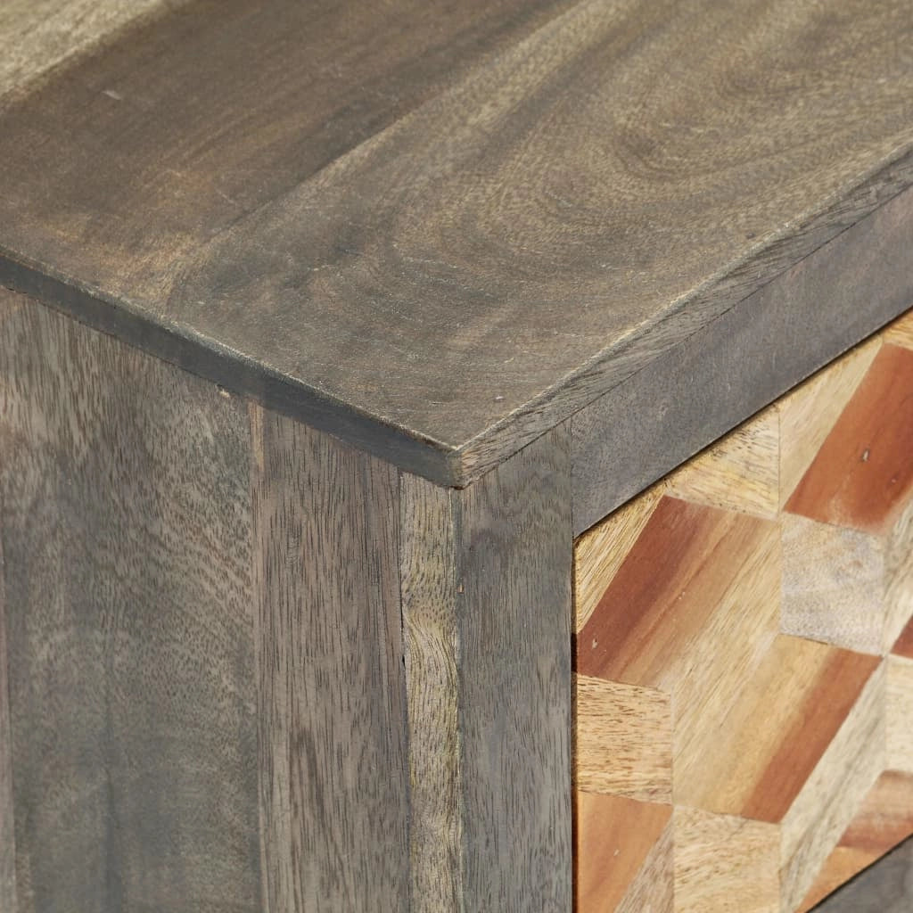 Comodino cassettiera mobile per camera da letto grigio 40x30x50 cm legno massello di mango 1402040