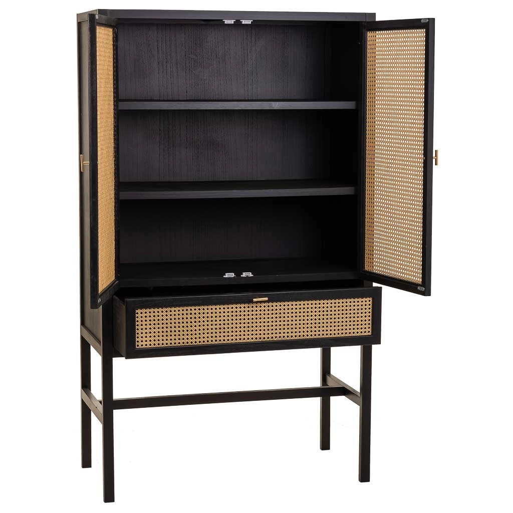 Mobile in legno nero e rete 97x47x167h