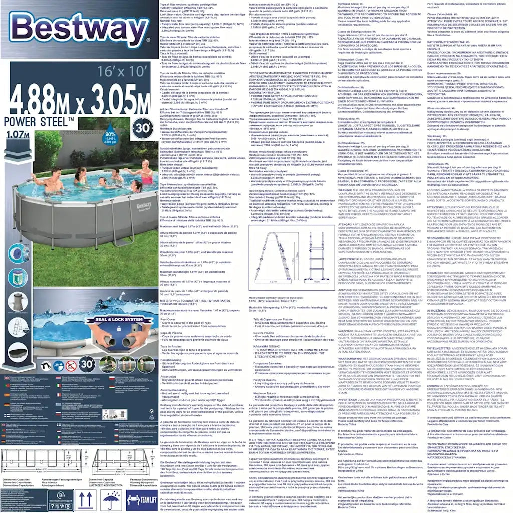 Bestway Set Piscina Ovale Power Steel 488x305x107 cm 3202526