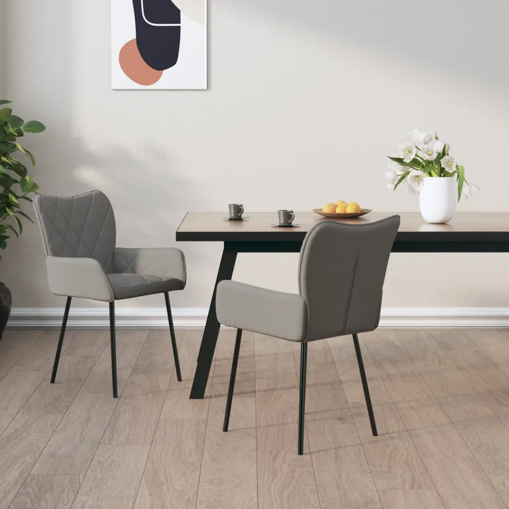 Sedie da Pranzo 2 pz | Sedie da cucina Grigio Chiaro in Tessuto