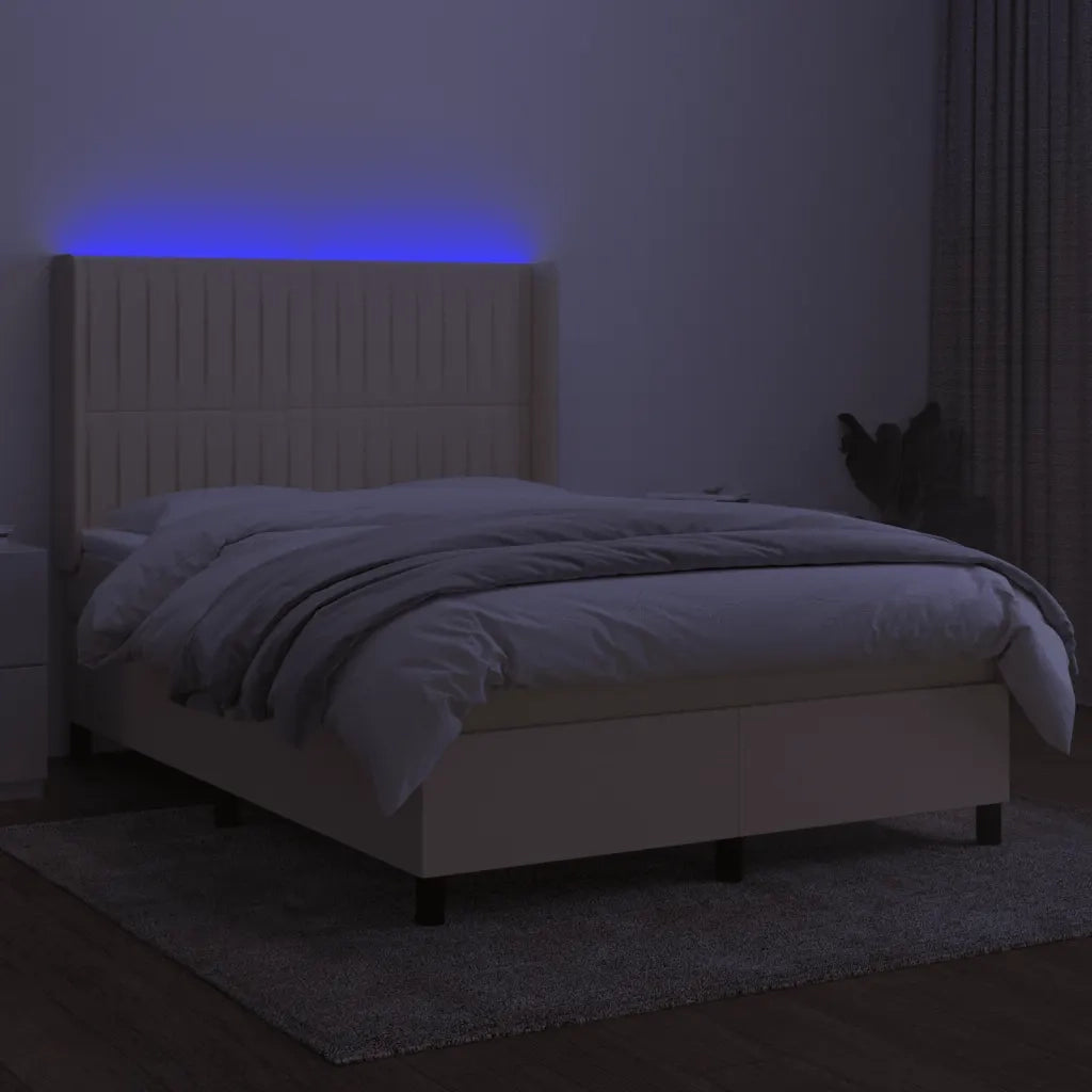 Letto a Molle con Materasso e LED Crema 140x190 cm in Tessutocod mxl 75337