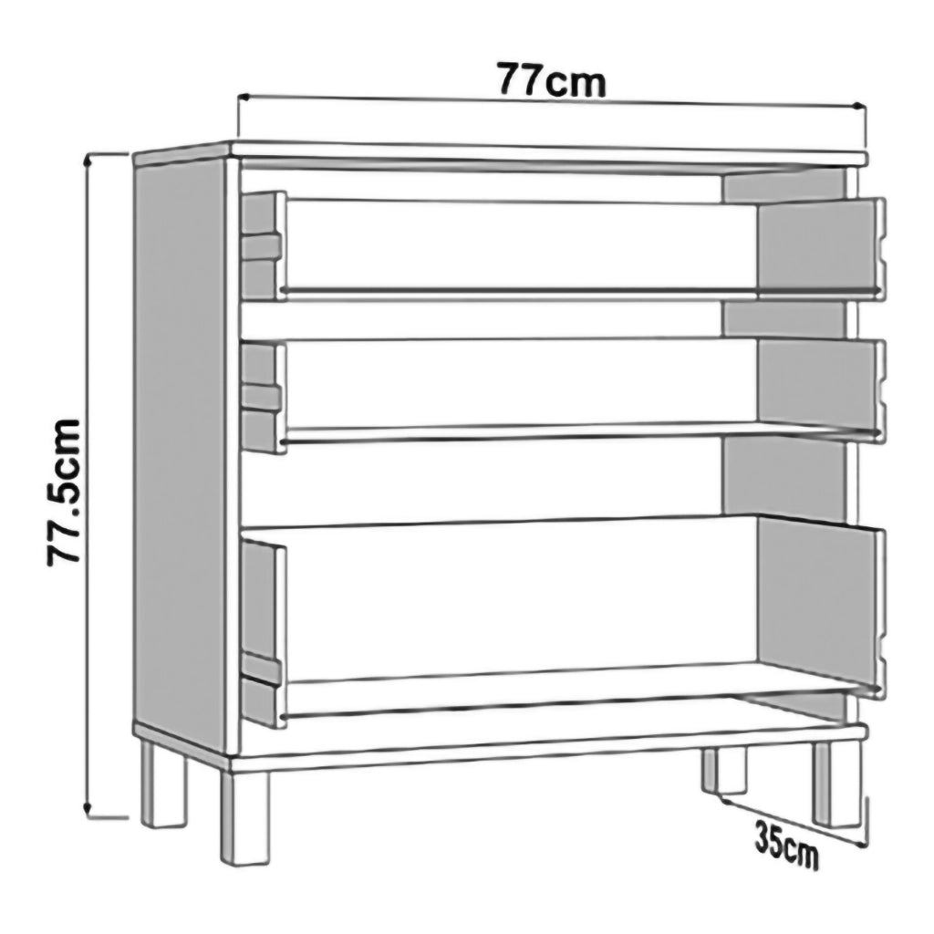 Madia Mindo, Credenza 3 Cassetti, 77x35x78h cm Bianco Opaco