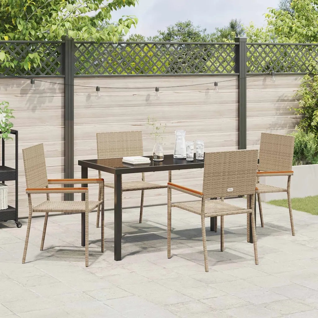 Set da Pranzo per Giardino con cuscino 5 pcs Beige polyrattan