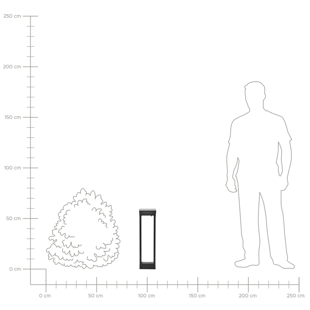 Lampada dissuasore da giardino a LED per sentieri 60 cm in alluminio nero stile moderno