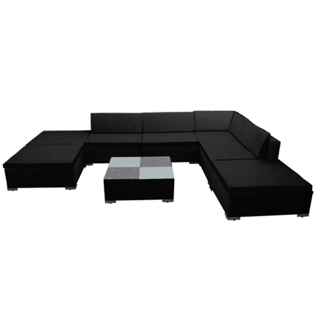 Set Mobili da Giardino con Cuscini 8 pz in Polyrattan Nero 310065