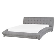 Letto ad acqua grigio tessuto 160 x 200 cm telaio ad arco testiera trapuntata