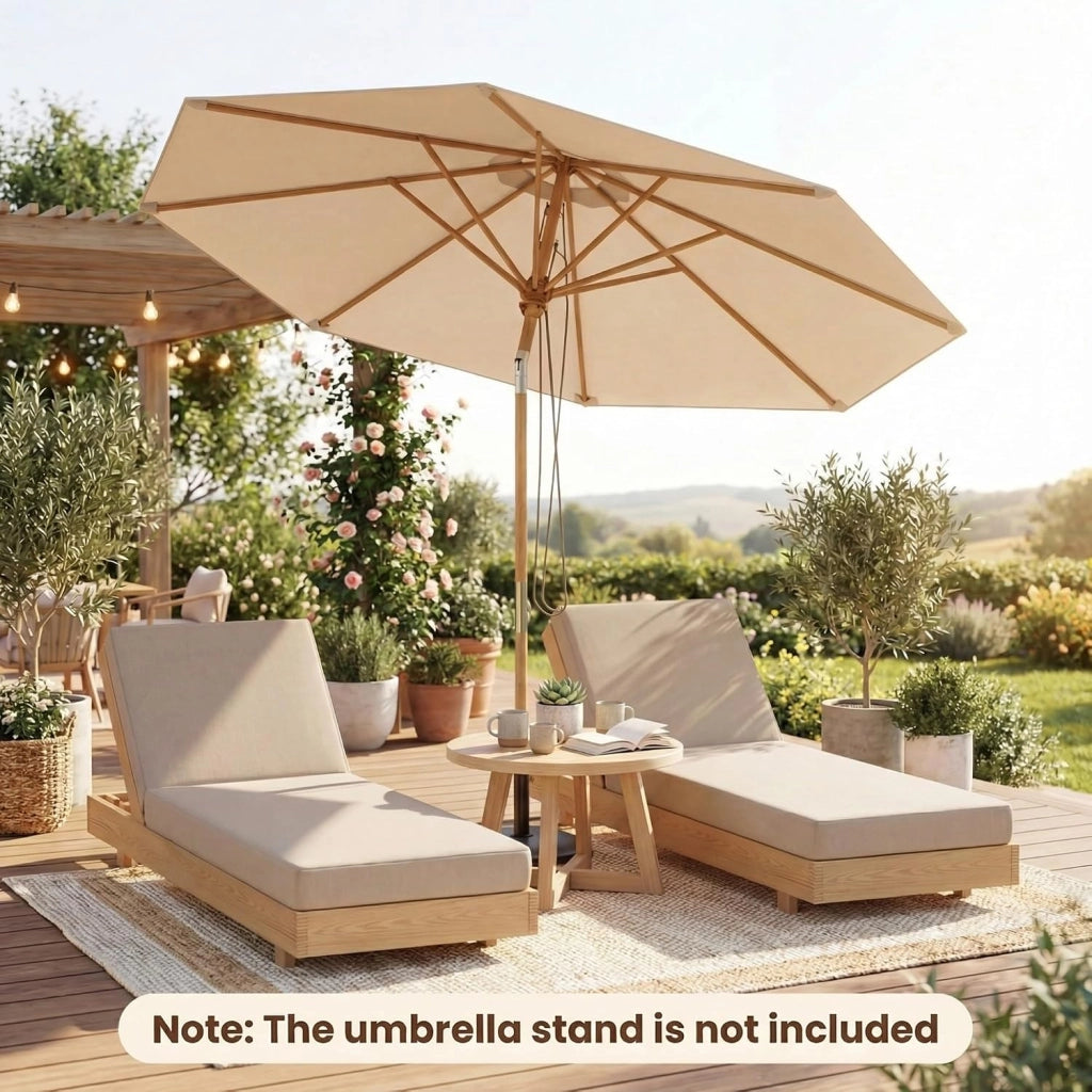 Ombrellone da Giardino Rotondo da 270 cm, Inclinazione e Altezza Regolabile, Ombrellone da Esterno con Struttura in Bambù, 8 Stecche, Anti UV, per Balcone, Terrazzo, Spiaggia