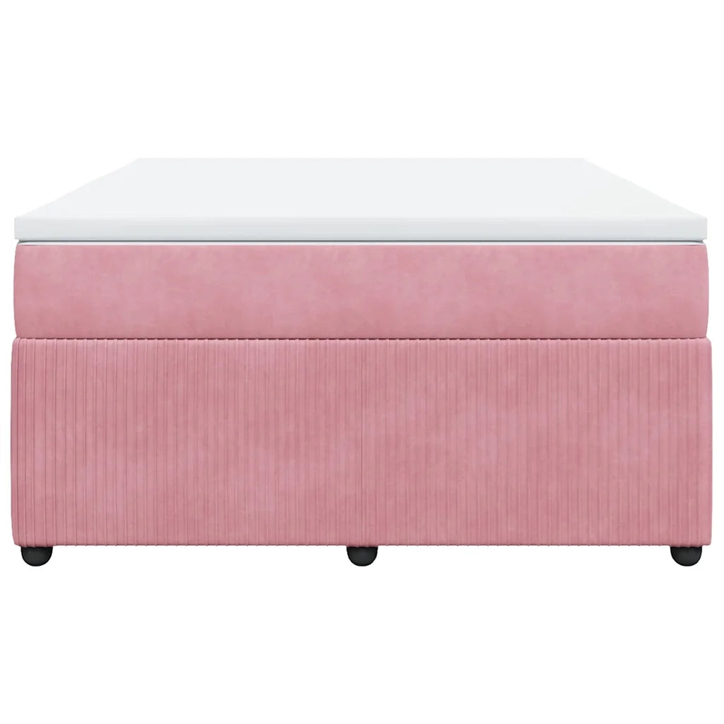 Giroletto a Molle con Materasso Rosa 160x200 cm in Velluto