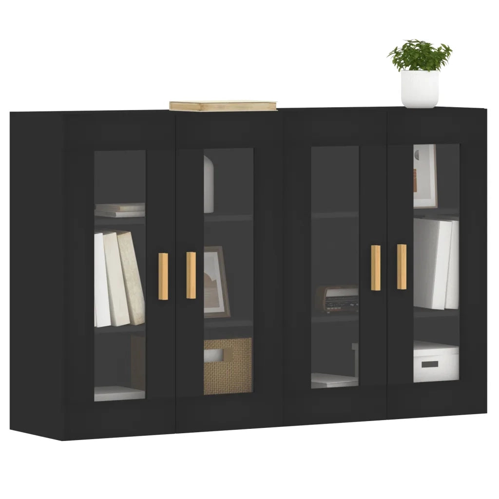 Armadietti a Parete 2 pz Neri in Legno Multistrato 3197898