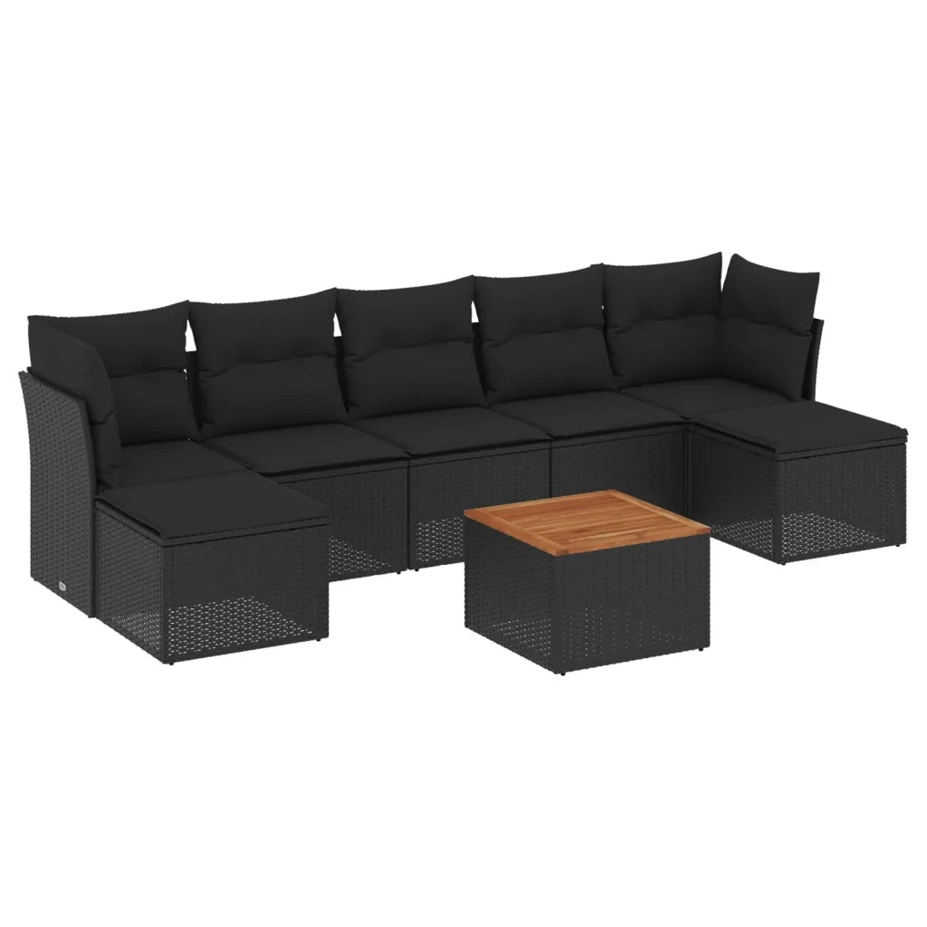 Set Divani da Giardino con Cuscini 8 pz Nero in Polyrattan 3256104