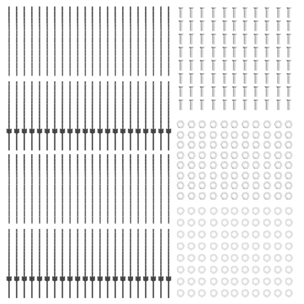 Pali per recinzione 88 pcs U-Channel Grigio 200 cm Acciaio