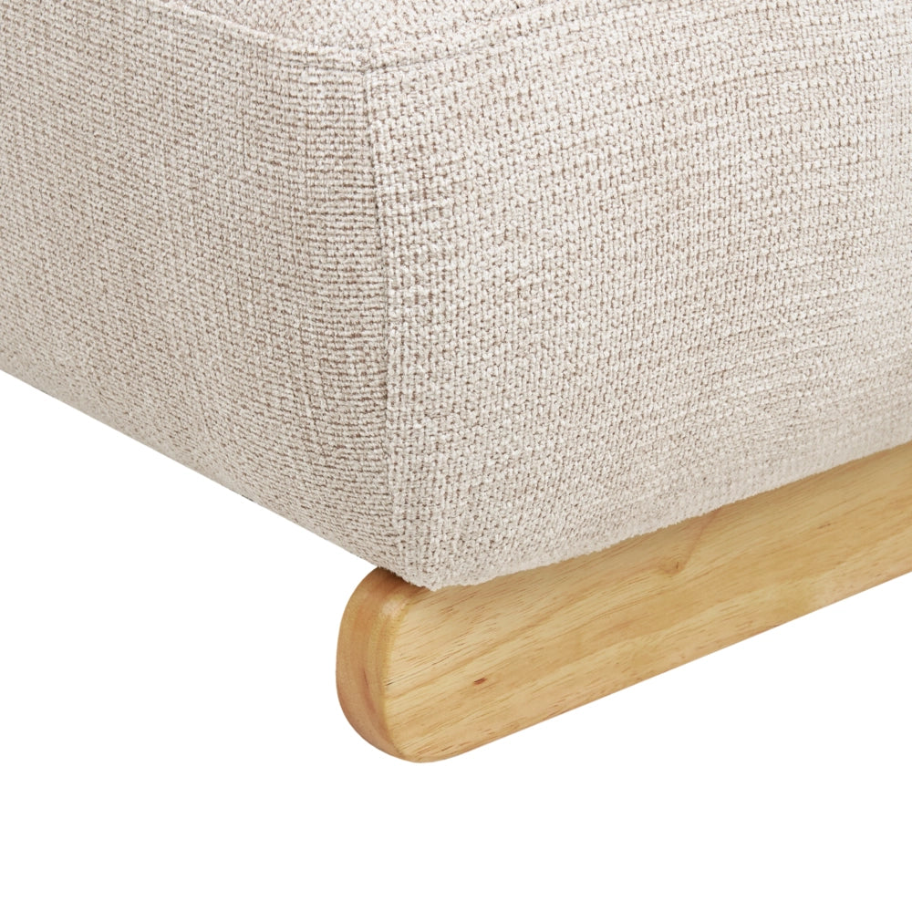 Poltrona Retro Senza Braccioli con Gambe in Legno Massello e Rivestimento in Tessuto Beige Chiaro in Stile Tradizionale per Soggiorno