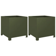 Fioriera aiuola rialzata fioriera aiuola giardino terrazza set da 2 verde oliva 40 x 40 x 40 cm acciaio verde 02_0039082
