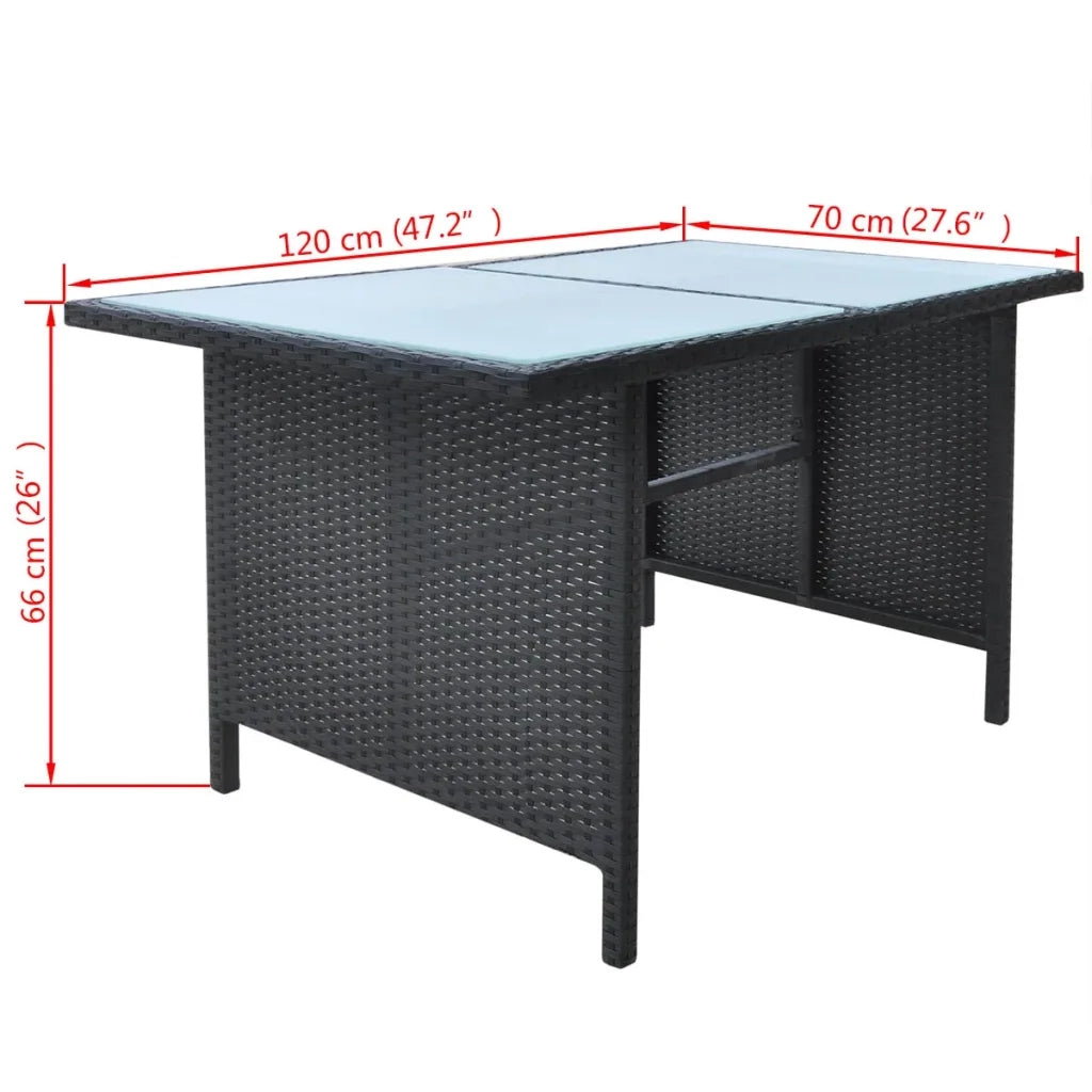 Set da Pranzo da Giardino 6 pz con Cuscini in Polyrattan Nero cod mxl 43493