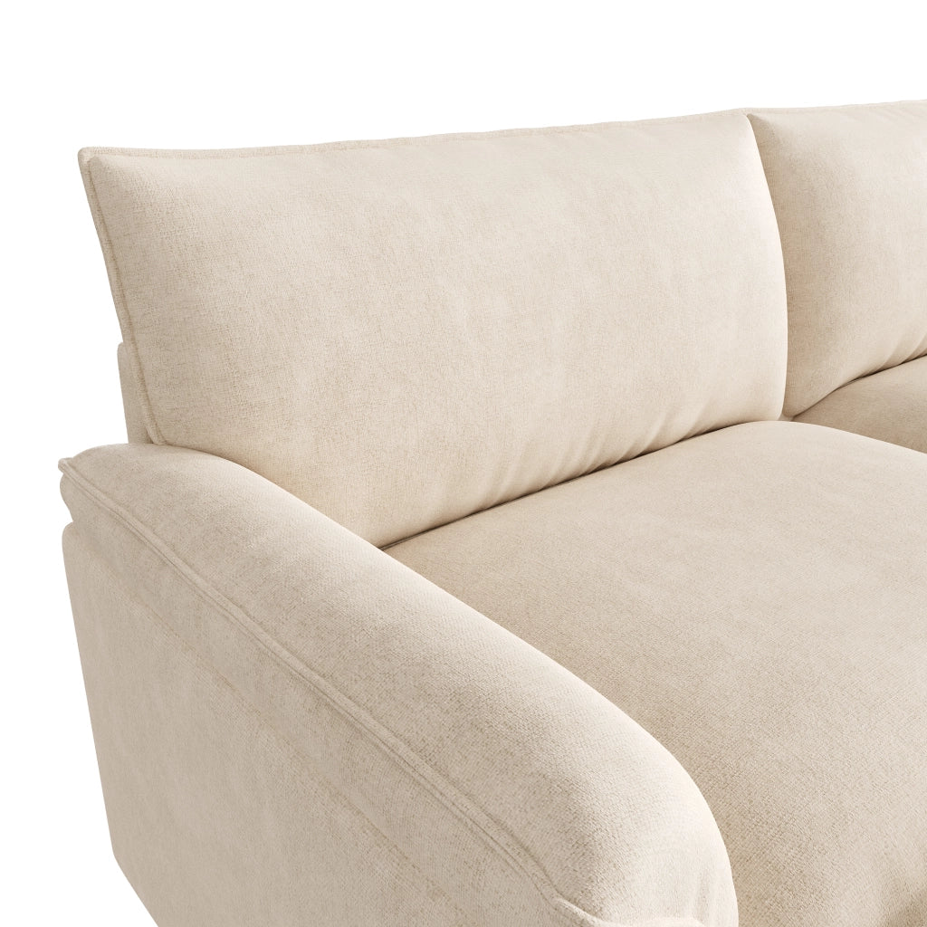 Divano modulare a sezione tipo cloud in Chenille beige con pouf mobile e contenitore