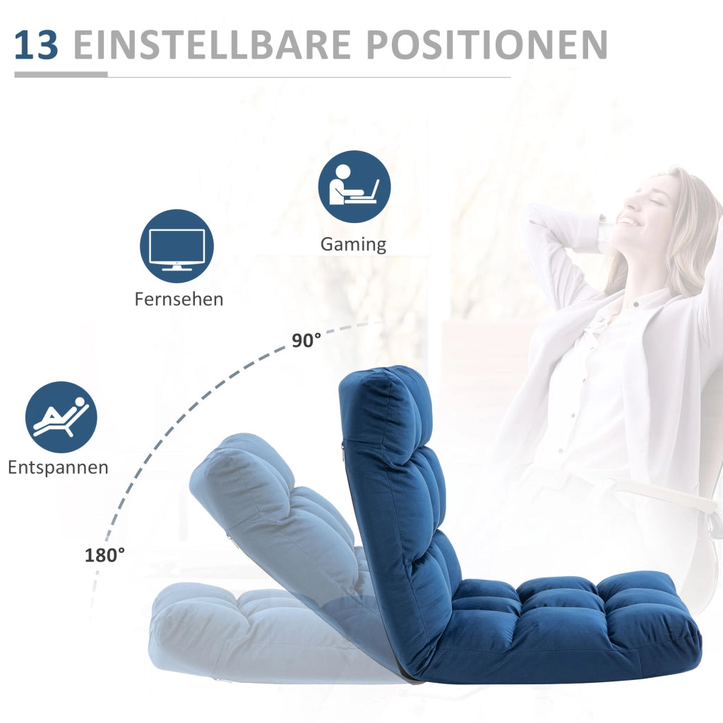 Poltrona letto pieghevole con schienale regolabile ¨C Xylo ¨C velluto blu 55x71x53,5 cm