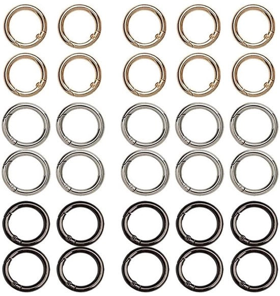 Haken a forma di pistola - 30 pezzi - oro/argento/nero - 20 mm - ideale per attività di fai da te