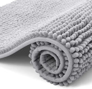 Matte da bagno in chenille luce grigia - 1 pezzo - 40 x 60 cm - antiscivolo - morbido - assorbente - lavabile