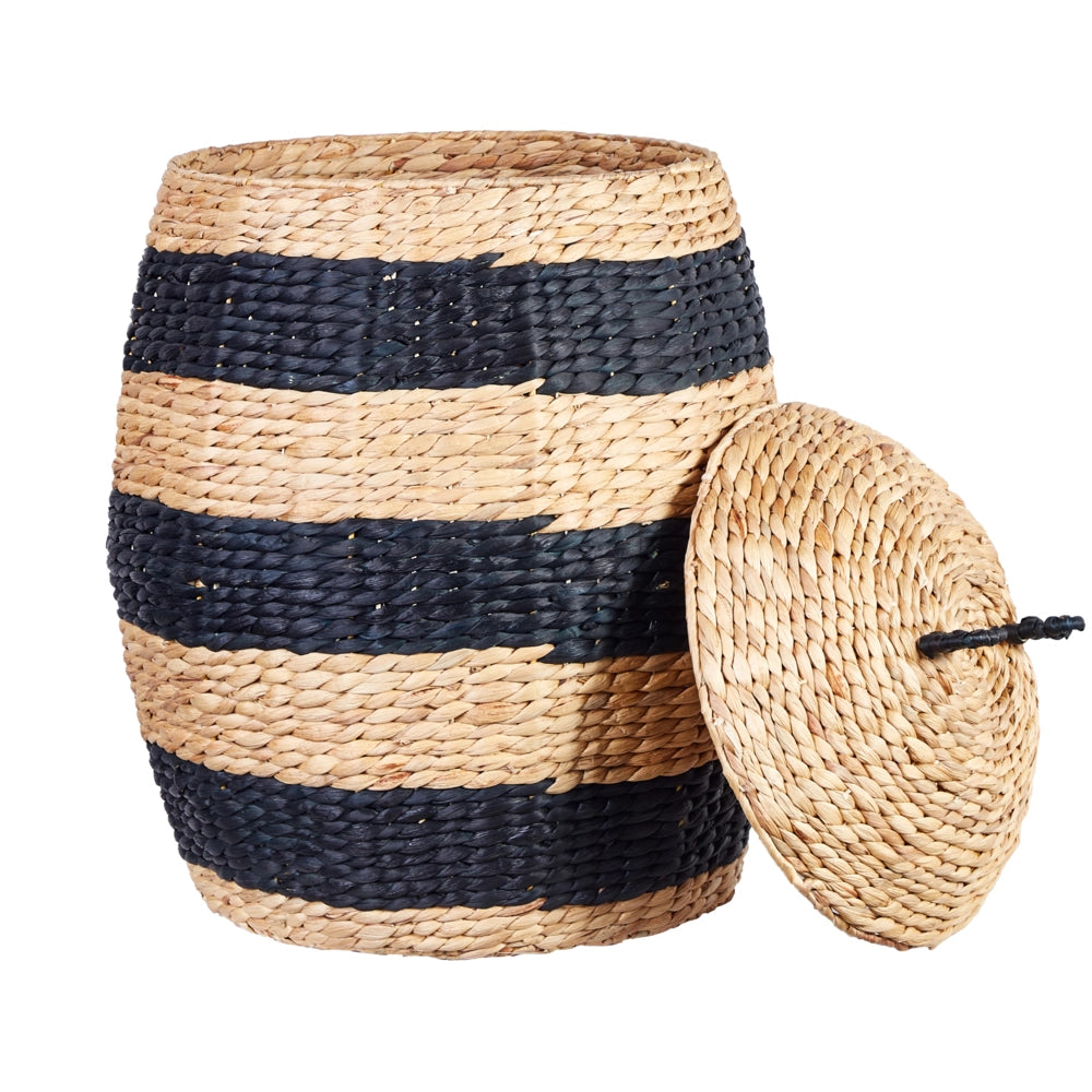 Cesto di vimini naturale nero giacinto d\'acqua intrecciato con coperchio Cesto per giocattoli Accessori per la camera dei bambini