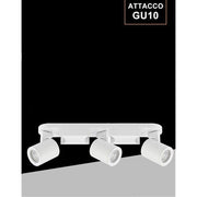 Trade Shop - Applique 3 Diffusori Orientabile Soffitto Parete Lampada Gu10 Bianco Nero Th8803 - Bianco