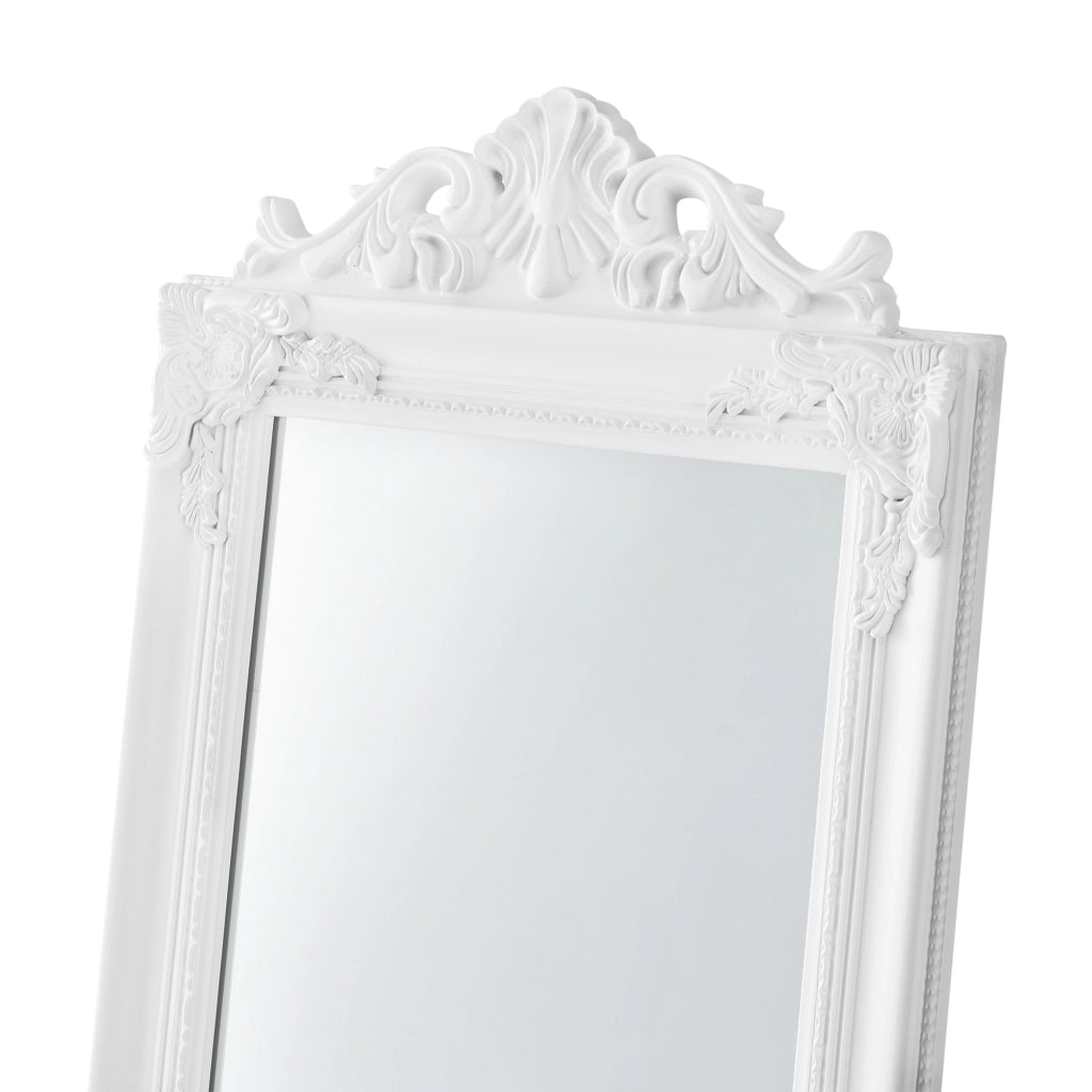Specchio da Terra Arezzo a Figura Intera 160 x 40 cm Cornice in Eucalipto - Bianco [en.casa]