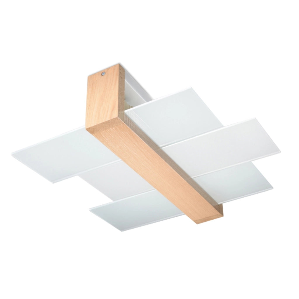 Plafoniera REBIRD 2 Pure Lume legno naturale bianco 2xE27