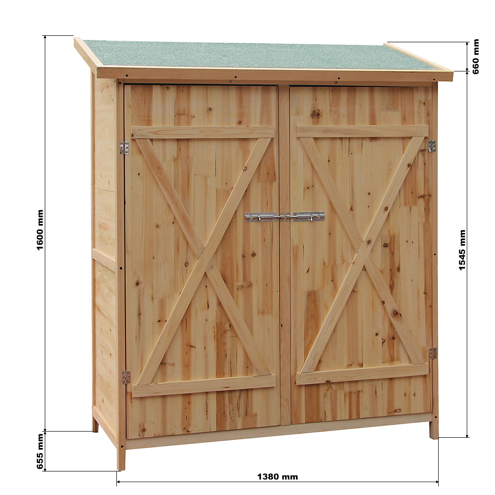 Armadio da giardino XXL in legno 1380 x 655 x 1600 mm Capanno degli attrezzi per esterno