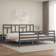 Giroletto con Testiera-Struttura Letto con testiera Grigio 200x200 cm in Legno Massello 523211