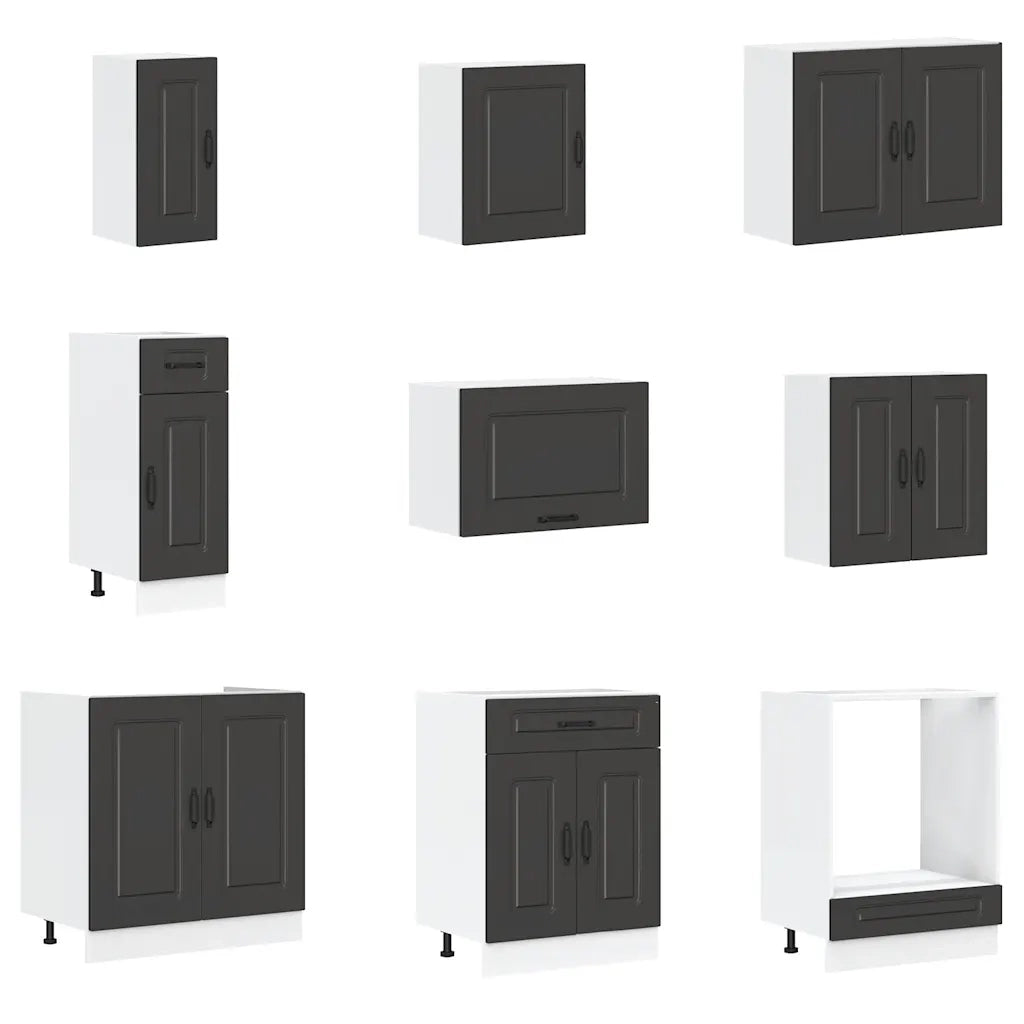 Set Mobili da Cucina 14 pz Kalmar Neri Legno Multistrato 3314972