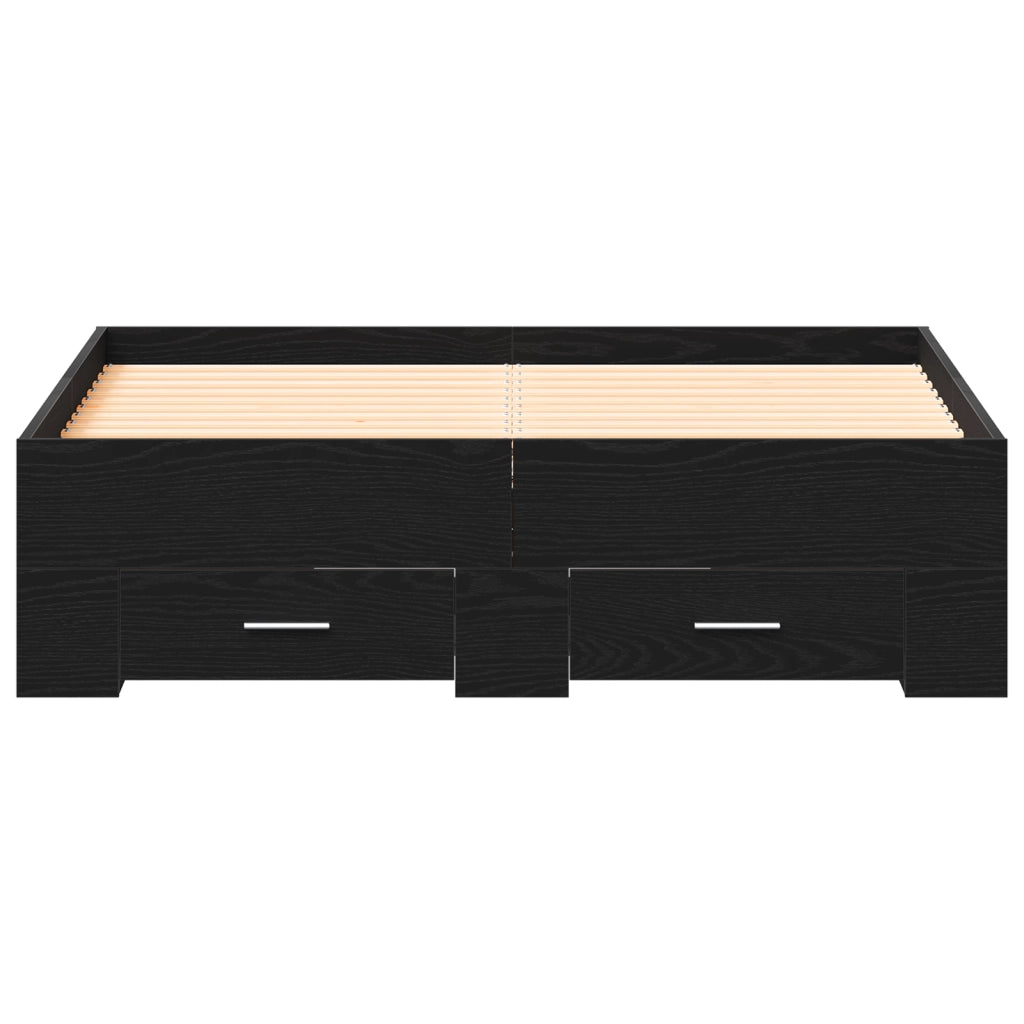 Struttura Letto  con Cassetti Nero Rovere 120x190 cm Legno Ingegnerizzato