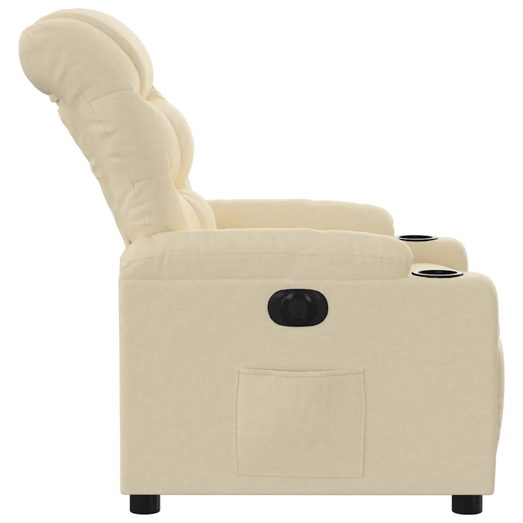 Poltrona | Sedia Relax Elettrica Reclinabile Crema in Tessuto