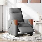 Divano Sedia-Poltrona Reclinabile Massaggio Elettrica Grigio Scuro Tessuto 481575