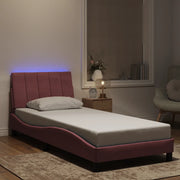 Giroletto con LED senza Materasso-Struttura Letto Hanko Rosa 90x200 cm in Velluto