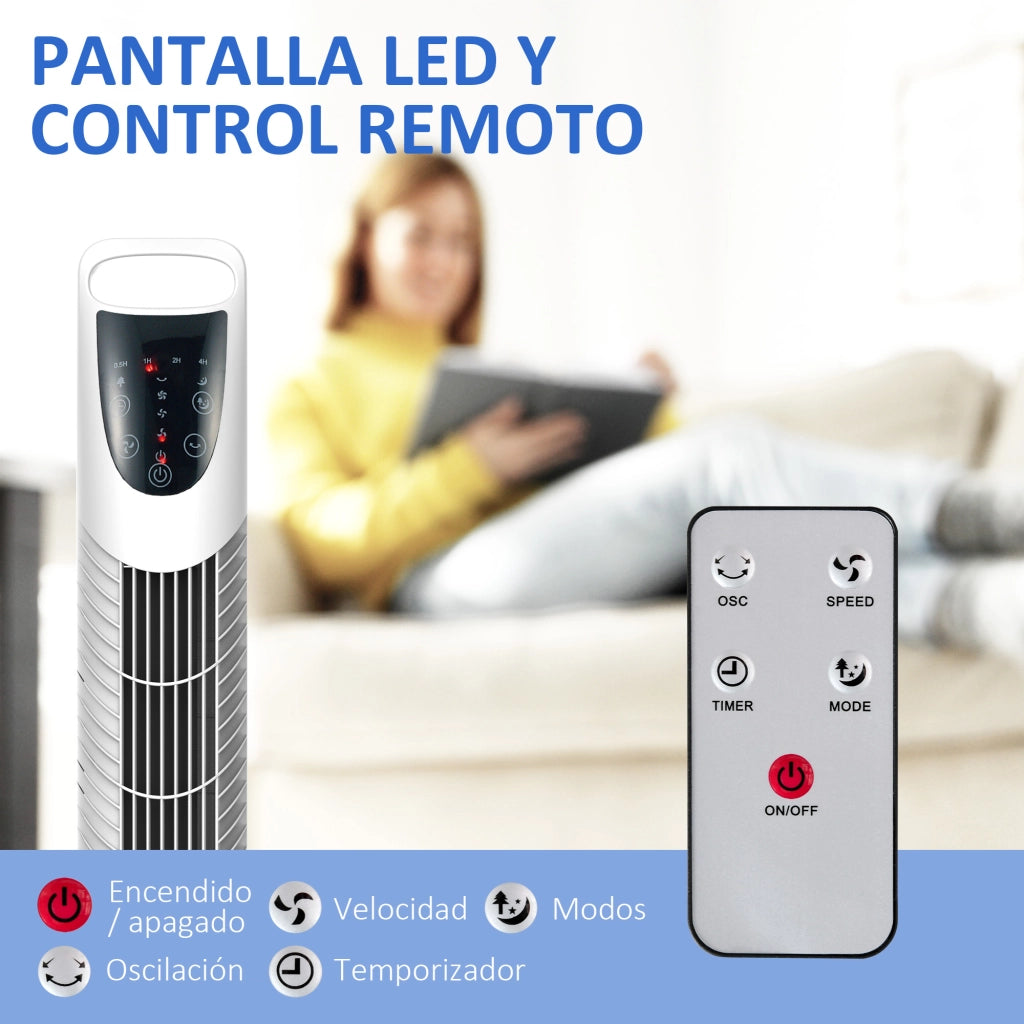 Ventilatore a Torre 40W con Telecomando ¨C Zephmum ¨C 18x78.5 cm Bianco