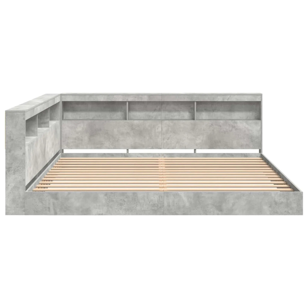 Letto Libreria Grigio cemento 180 x 200 cm Legno multistrato 3335746