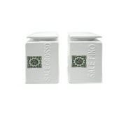 Set 2 Barattoli da Cucina in Ceramica Sale Fino Sale Grosso Decoro Fiore