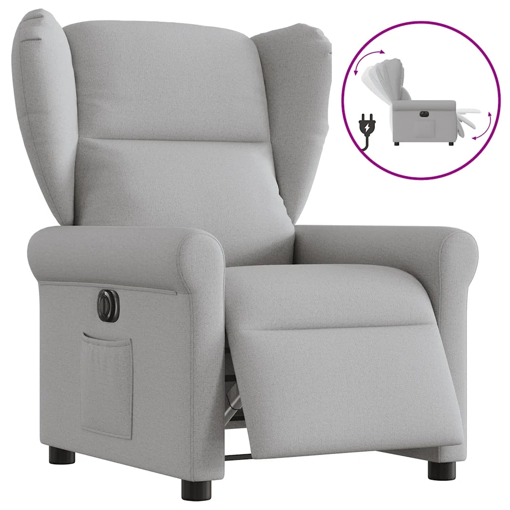 Poltrona Elettrica Reclinabile Grigio Nuvola in Tessuto 3303363