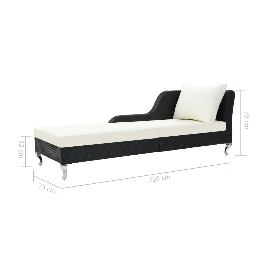Lettino Prendisole con Cuscino in Polyrattan Nero cod mxl 23060
