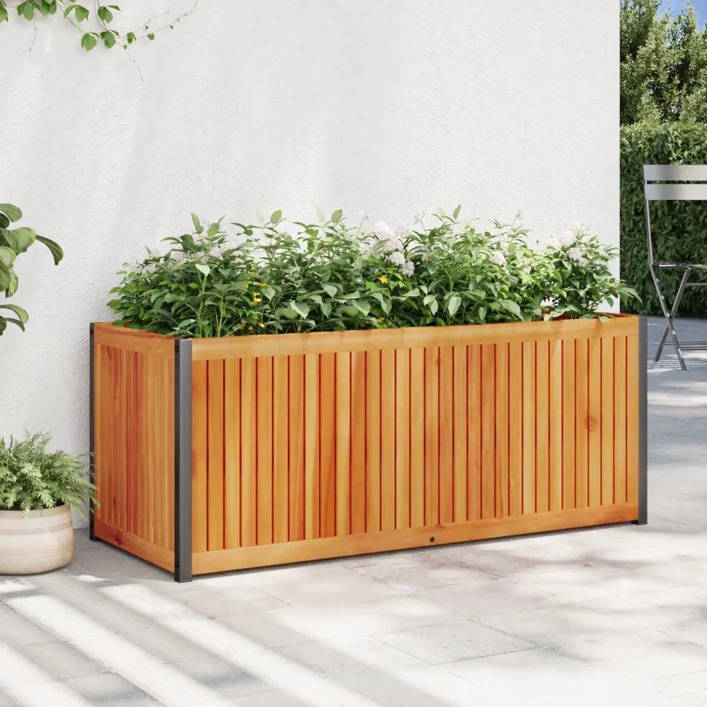 Fioriera da Giardino-Vaso da Esterno 110x45x44 cm in Legno Acacia e Acciaio