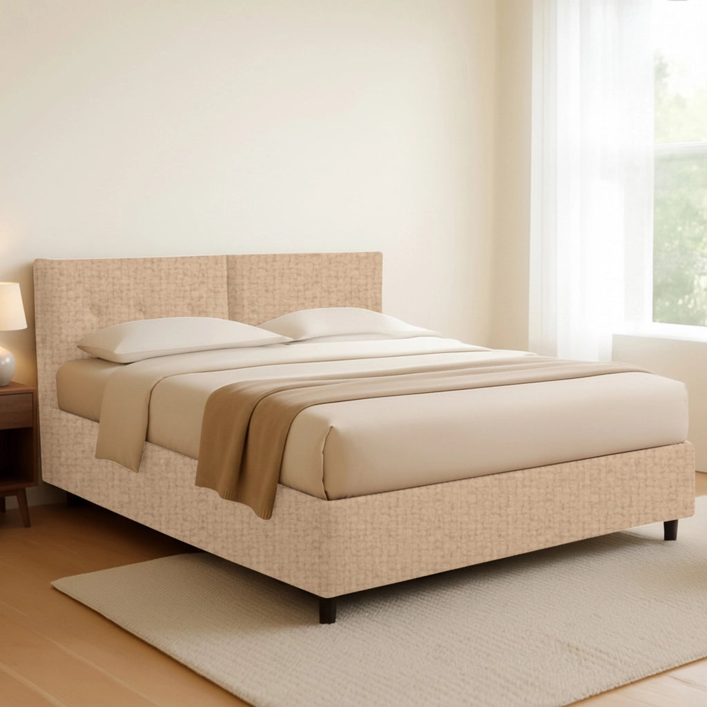 York, Letto Piazza e Mezza Sfoderabile Made in Italy, Beige