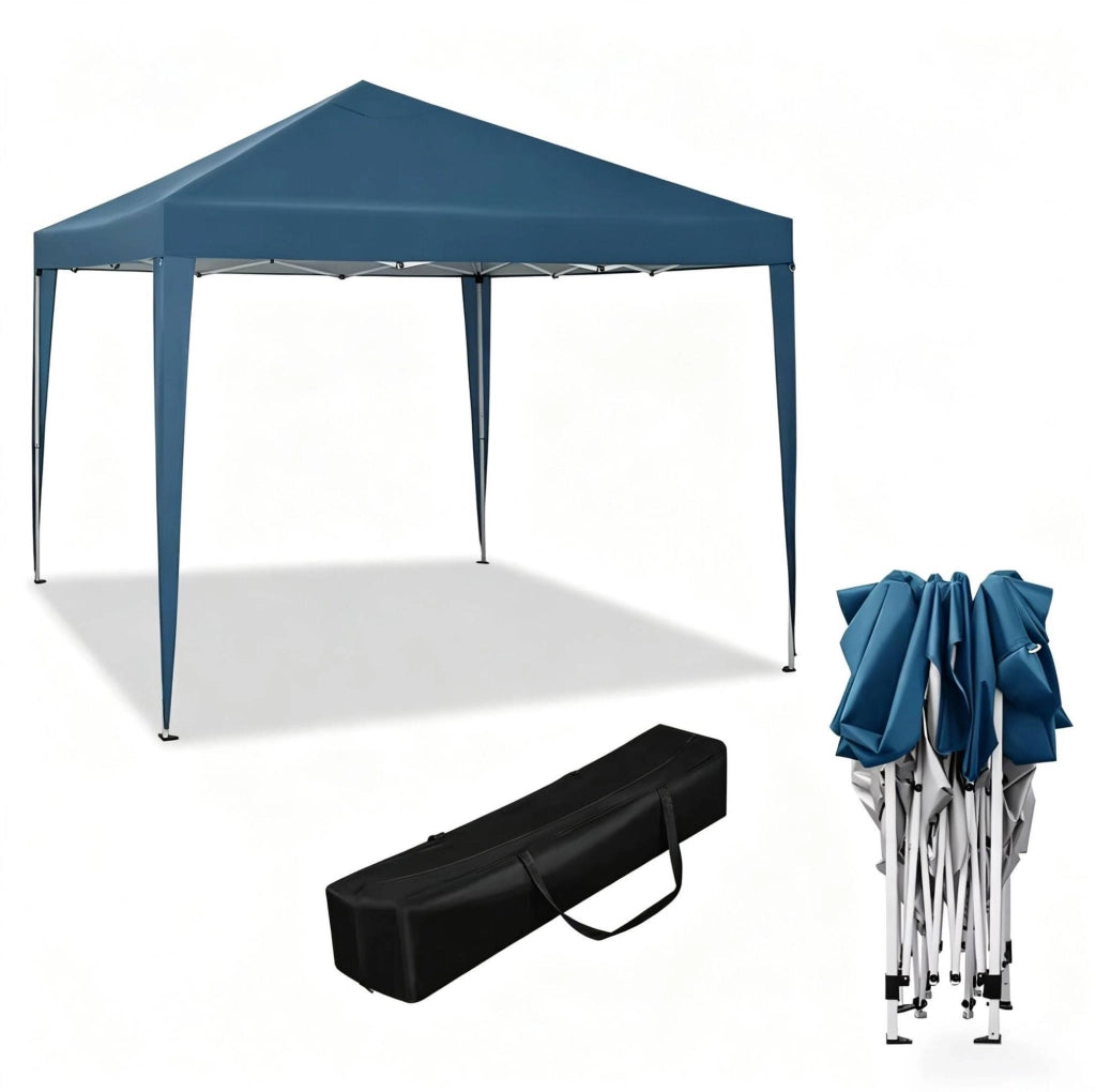 Gazebo pieghevole 3x3 m blu con altezza regolabile