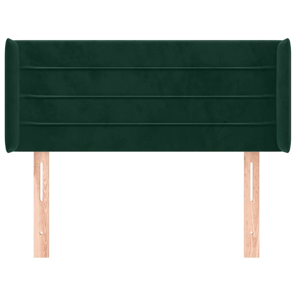 Testiera ad Orecchio-Testata con Orecchie Verde Scuro 103x16x78/88 cm in Velluto 265412