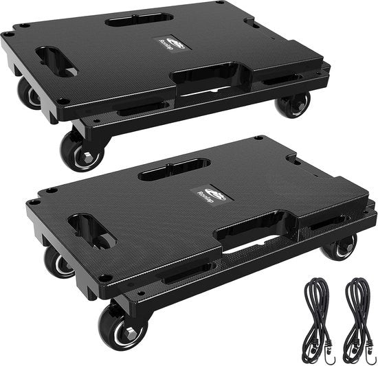 Carrello di Trasporto con Ruote - Carrelli Portatili per Mobili Pesanti - Capacità 400 kg - Set da 2 - Nero