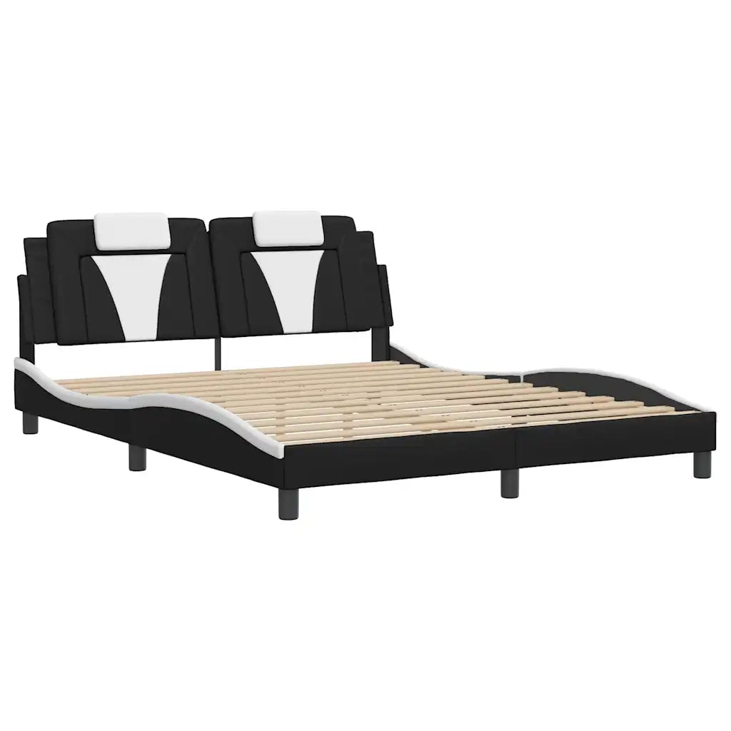 Giroletto Viana senza Materasso Nero e Bianco 160x200 cm in Similpelle 3208108