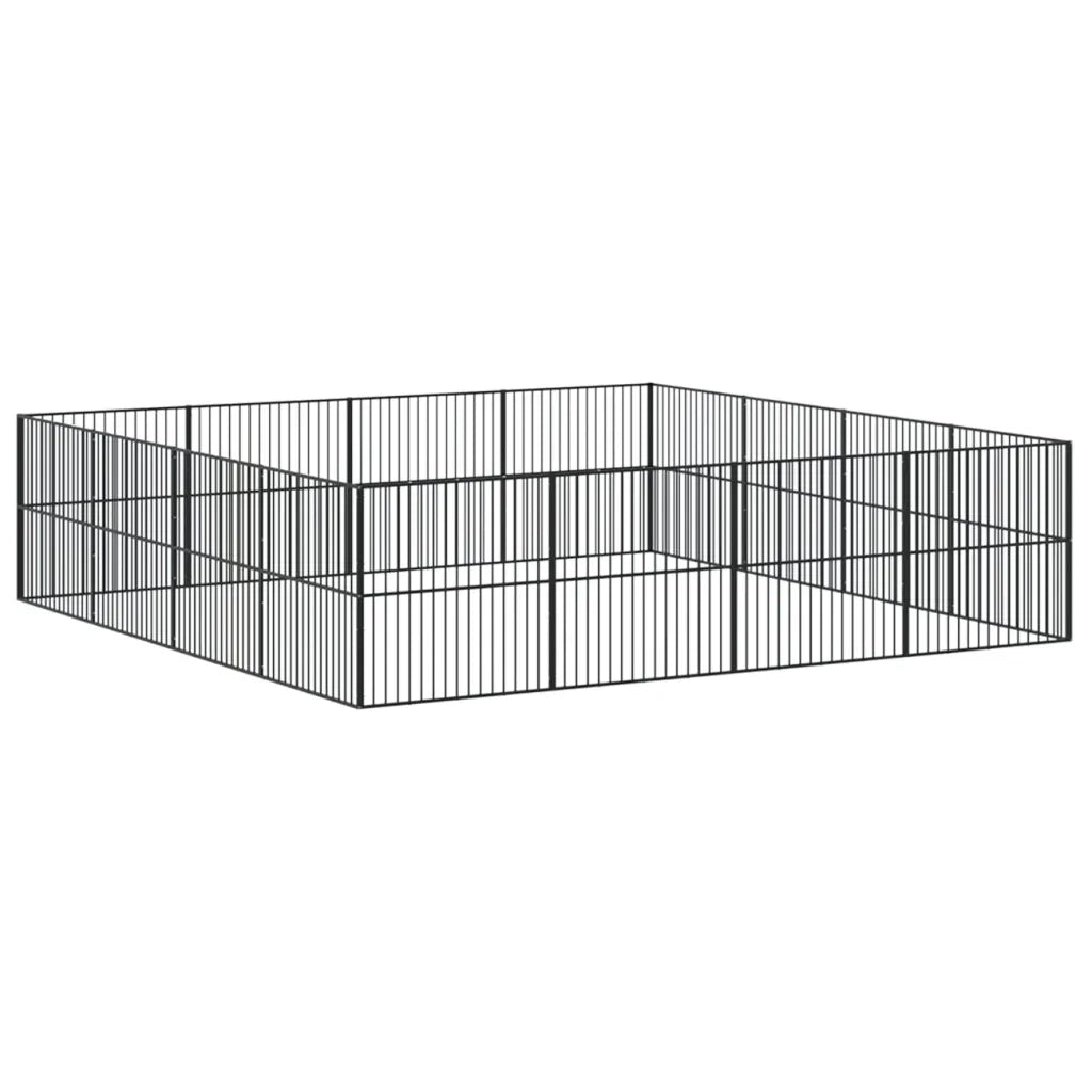 Box per Cani 16 Pannelli Nero Acciaio Zincato 3209555