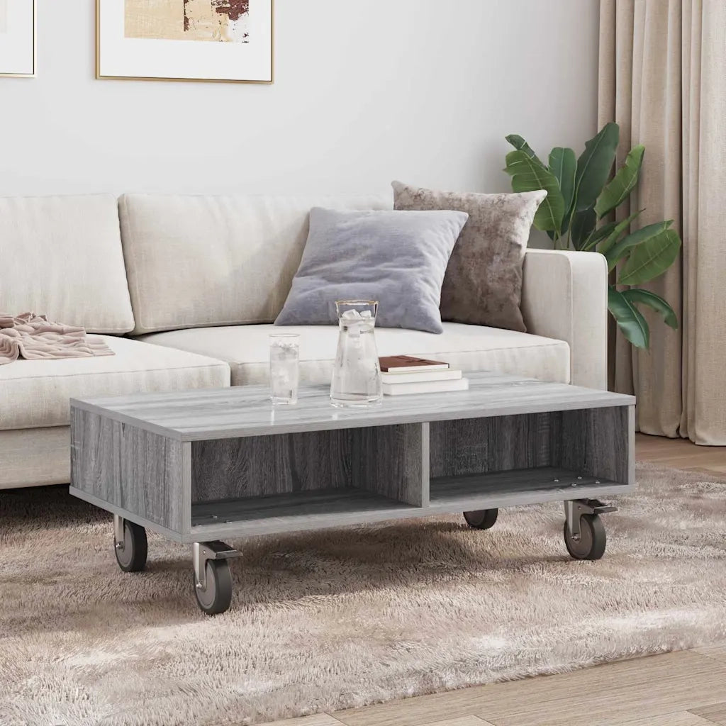 Tavolino con Ruote Grigio Sonoma 90 x 50 x 30 cm 891021