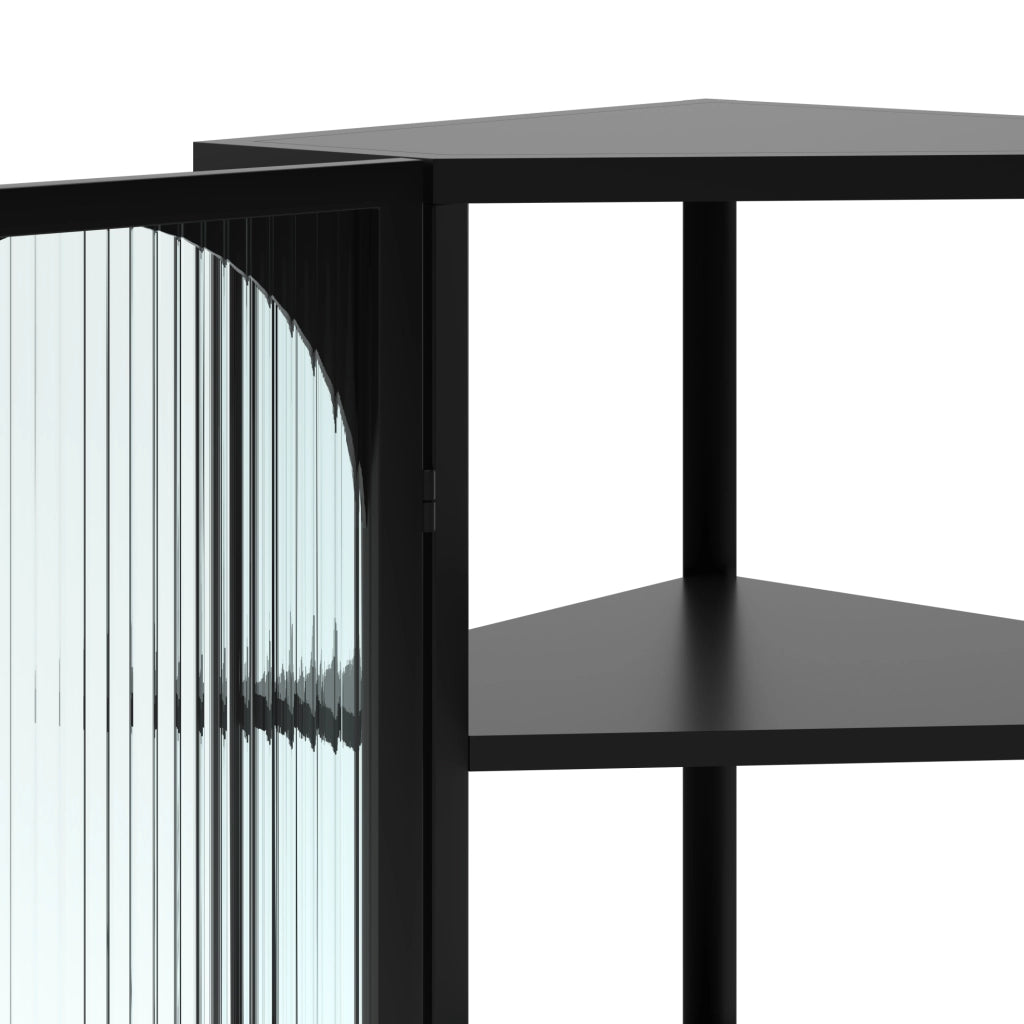 Mobile pensile a parete con 4 ripiani; 56 × 40 × 105 cm; metallo e vetro temperato; nero