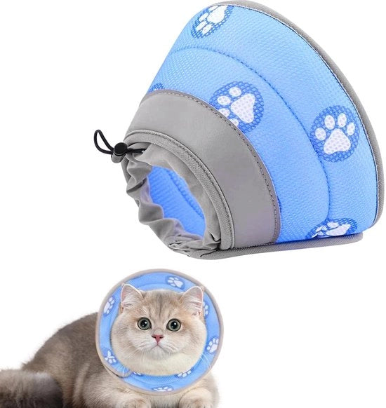 Collare per gatti, flessibile e pieghevole, protegge le ferite, dopo interventi e infortuni (blu, M)