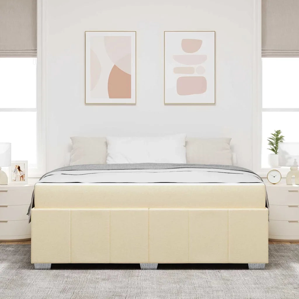 Struttura del letto con materasso Crema 180 x 200 cm Tessuto 3398305